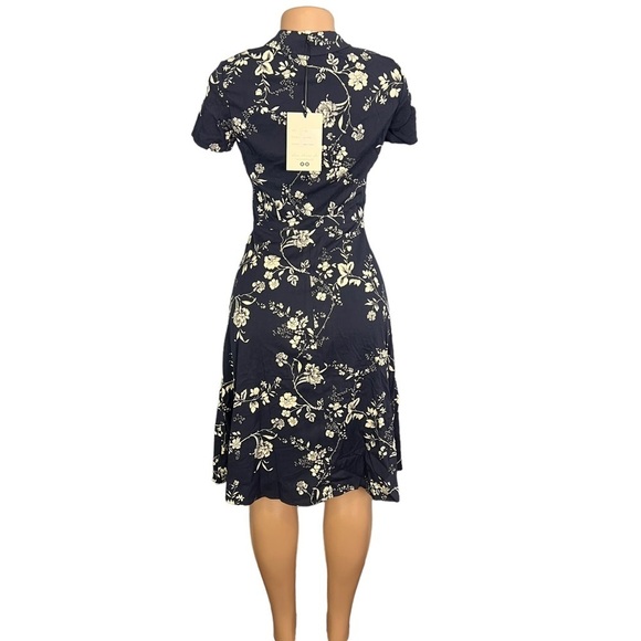 Leona Lee Navy Blue Floral Button Down Dress - Picture 9 of 10